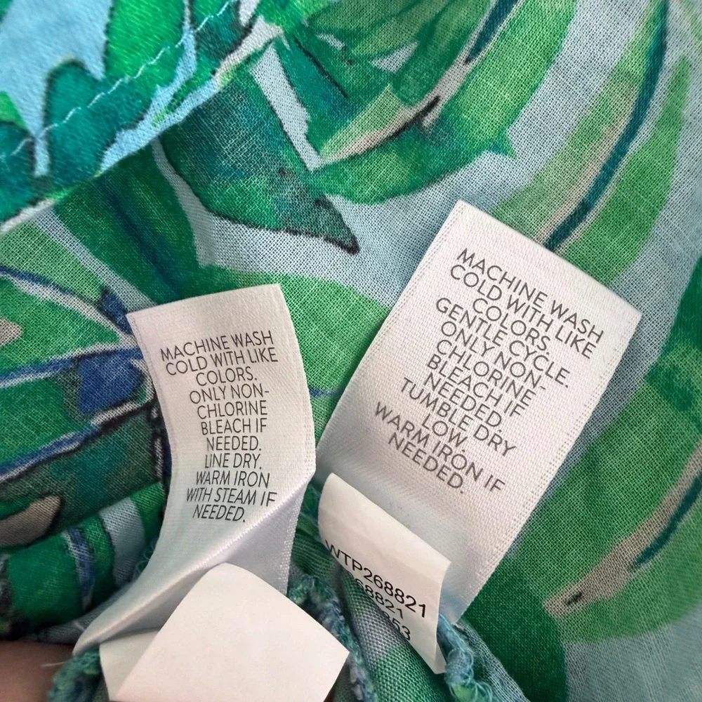 J. Jill Two Piece Set Small Green Blue Tropical Cruise Resortwear Matching